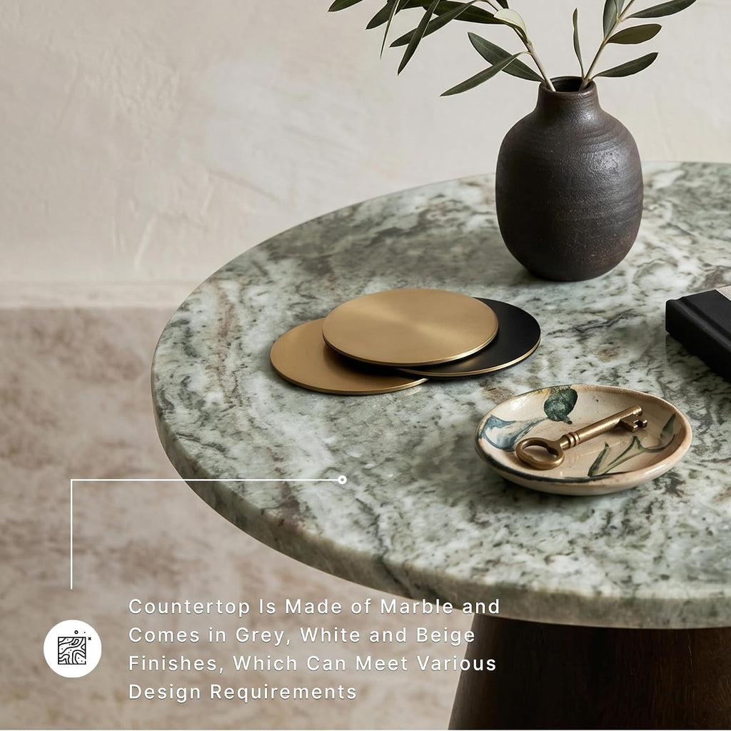 Signature Design by Ashley Waltnor Casual Accent Table with Marble Top, Gray & Dark Brown
