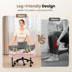 Cross Legged Office Chair, Ergonomic Cloud Criss Cross Desk Chair, Meditation Chair with Wheels, Height Adjustable Seat for ADHD, Wide Kneeling Chair with Back Support,Pink