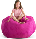 Creative QT Stuff ’n Sit Extra Large 38’’ Bean Bag Storage Cover for Stuffed Animals & Toys, Giant Beanbag Chair for Kids Ages 3-14, Bedroom Organizer, Hot Pink Corduroy