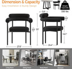 STHOUYN Modern Black Dining Chairs Set of 4 for Kitchen & Dining Room, Boucle Dining Chair with Arms, Barrel Dinner Chairs with Metal Legs & Curved Backres (4PCS, Black)