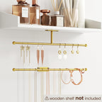 Wall Hanging Jewelry Organizer: 12.6'' Necklace Holder for Earring, Bracelet, Rings, Hairband, Glasses, Gold 4-Pack, Screws Included