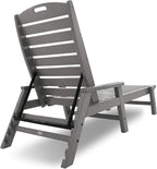 POLYWOOD NCC2280GY Nautical Arms Chaise, Slate Grey & AD4030GY Classic Outdoor Adirondack Chair, Slate Grey