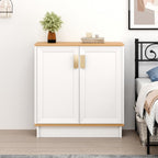 PROXRACER 32" Sideboard Buffet Cabinet with Storage, Adjustable Shelves & Shaker Doors, Rustic Storage Cabinet with Gold Handles for Kitchen, Dining Room, White