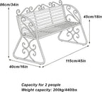 Outdoor Garden Bench with Curved Armrests, 440lbs Load Capacity Waterproof Iron Seating, Ideal for Courtyard Park and Porch(Pink)