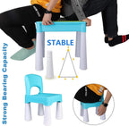 5-in-1 Toddler Table and Chair Set with 128PCS Building Blocks, Kids Activity Table Flip Top for Art, Sand & Water Play, Leak-Proof Design, Includes 1 Sturdy Chair, ASTM Certified, Gift for Ages 2-4