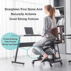 Rolling Ergonomic Posture Chair,Kneeling Chair with Backrest,50-60cm Adjustable Positions,Back Support for Office Home Classroom