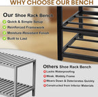 Small Shoe Rack Bench, Shoe Storage Bench for Entryway, Stable Shoe Organizer for Entryway, Bench Seat Holds Up to 300 lb Storage Organizer, (17"x 10"x 16", L x W x H)
