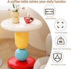 Creative Decorative Resin Side Table Stone Shape, Multifunctional Sofa End Table with Round Spacious Tabletop, Nightstand, Suitable for Living Room, Bedroom, Hotel(Multicolor)