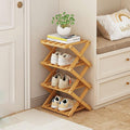 Vertical Shoe Rack Small Narrow Shoe Racks 4-Tier Folding Shoe Storage Rack No Installation Shoes Organizer Shelf Standing Storage Shoe Rack for Entryway Hallway Corridor Room Corner Storage