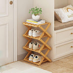 Vertical Shoe Rack Small Narrow Shoe Racks 4-Tier Folding Shoe Storage Rack No Installation Shoes Organizer Shelf Standing Storage Shoe Rack for Entryway Hallway Corridor Room Corner Storage