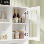 VOWNER Large Kitchen Hutch Cabinet, Kitchen Pantry Storage Cabinet with 6 Glass Doors, 3 Drawers & Microwave Shelf, Freestanding Cupboard for Open Storage (White)