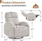 Swivel Rocker Recliner for Nursery, Glider Recliner Nursery Chair, Rocking Recliner Chairs with Double Pockets for Living Room, Camel Corduroy