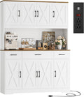 Large Pantry Cabinet with Charging Station and Power Outlet, 71" Tall Kitchen Hutch with Drawers and Countertop, Wide Freestanding Food Storage Cupboard, White