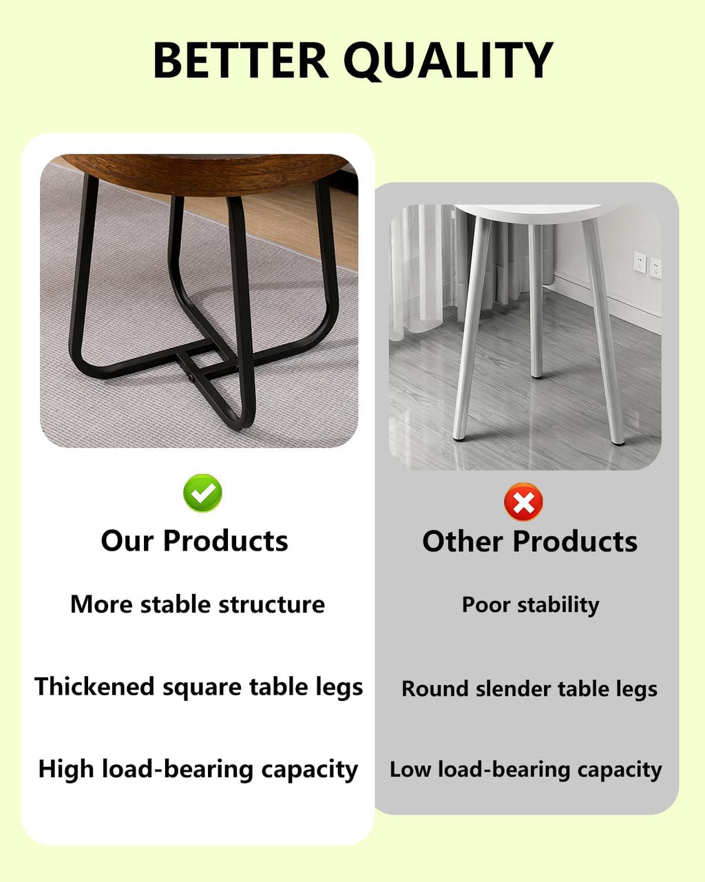 Side Table, a Small Round Side Table with Metal Legs. Suitable for use as a Coffee Table in the Living Room or as a Night Stand in the Bedroom.