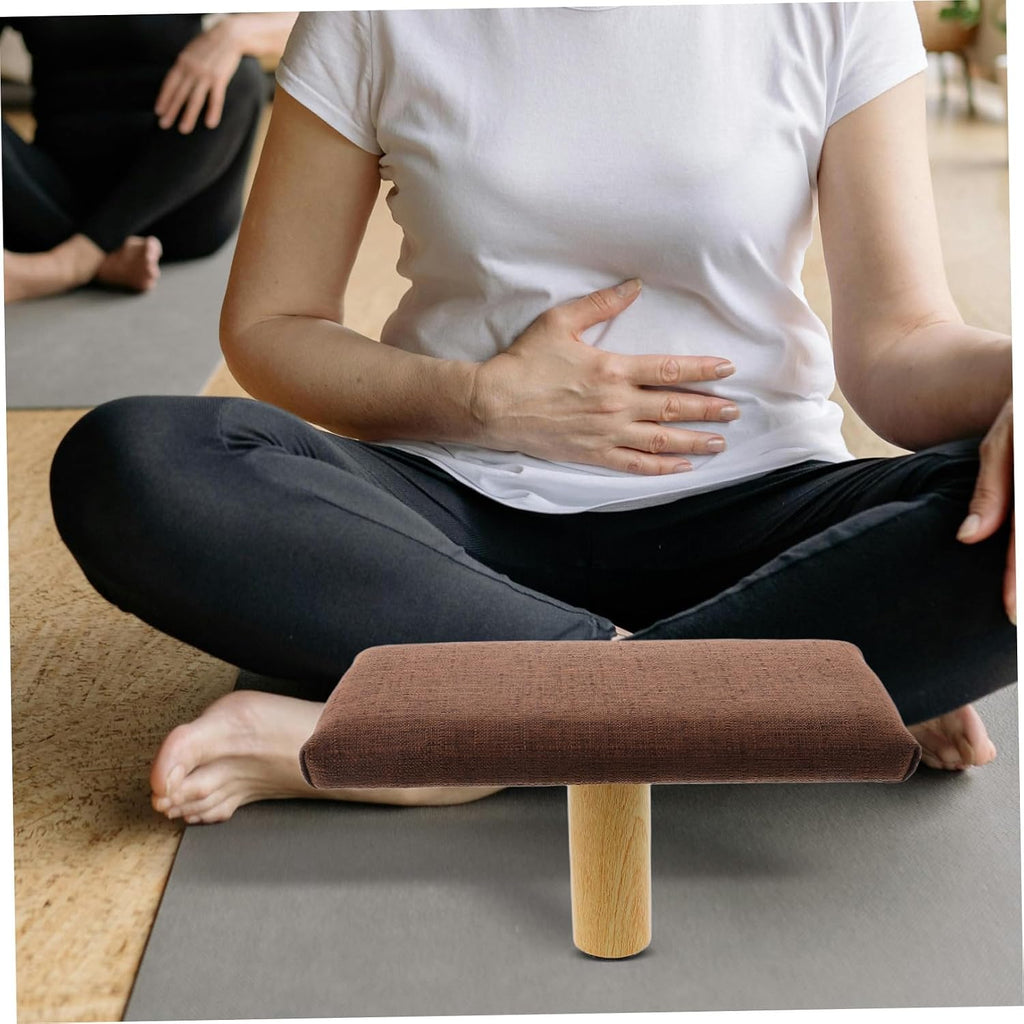 Wooden Stool Stool with Cotton Cloth Cushion Promotes Posture Improves Body Alignment for Activities and Sessions in Coffee Color