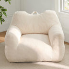 HUGHEAVEN Big Bean Bag Chair for Adults, Giant Oversized Bean Bag Couch, Comfy Reading Chair with Armrests, Soft Cozy Chair for Bedroom, Lounge Sofa for Gaming, Napping & Relaxing, Beige