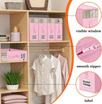 WOWBOX Sheet Organizers and Storage,Closet Bed Sheet Organizer Under Bed Storage and Organization with Label Cards & Clear Window for Bedding Sheets,Duvet Covers,Blankets (6 Pack，Pink)