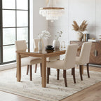 Dining Chairs Set of 4, Modern Dining Room Chairs with Wooden Legs, Upholstered Kitchen Farmhouse Parsons Chairs for Restaurant & Cafe- Beige