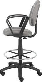 Boss Office Products B1617-GY Ergonomic Works Drafting Chair with Loop Arms in Grey