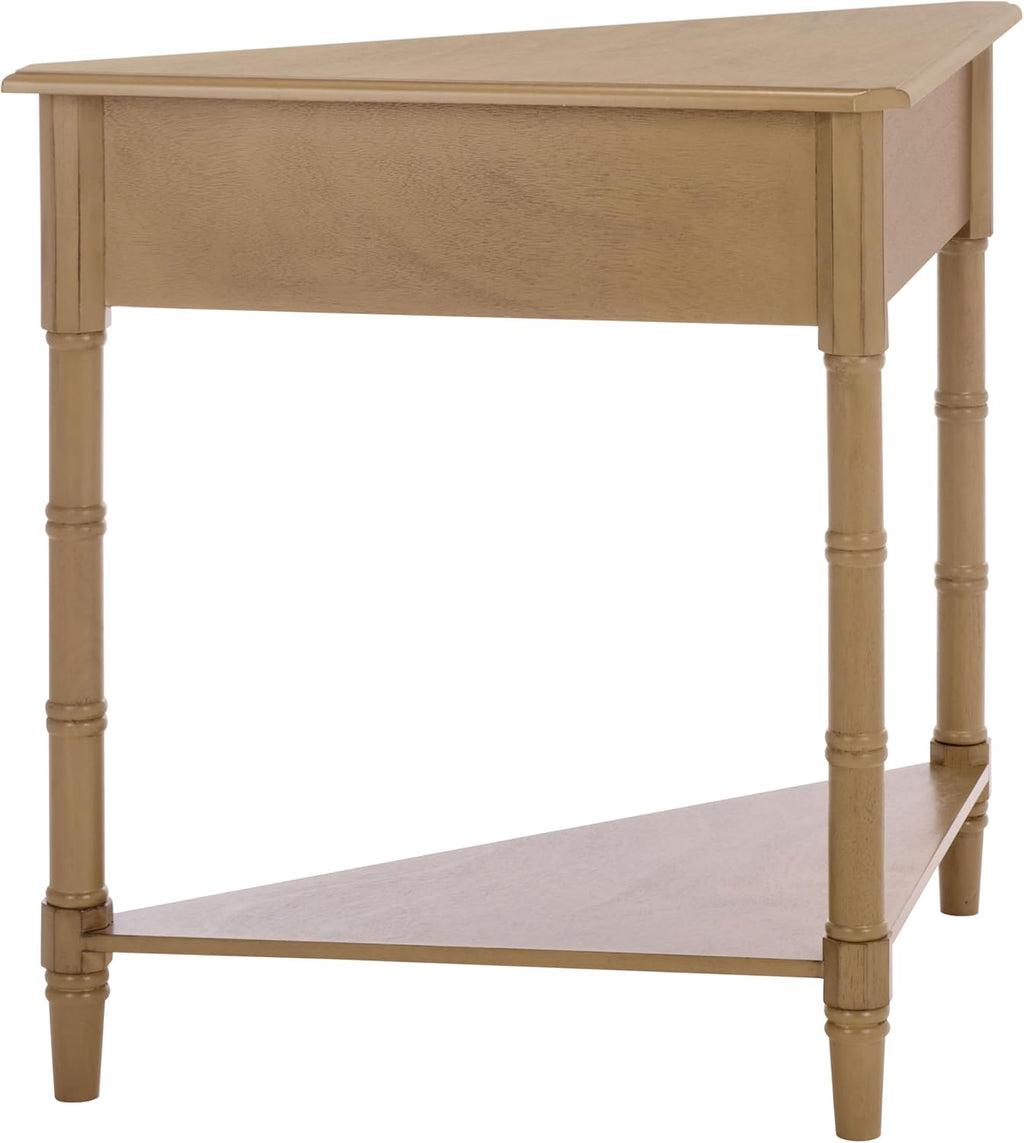 SAFAVIEH Furniture - Gomez 1-Drawer Corner Table - Desert Brown - Solid Wood - Classic Corner Storage Design - Ideal for Entryway, Living Room, Home Office, 33.1" W x 17.3" D x 28" H (AMH5709L)