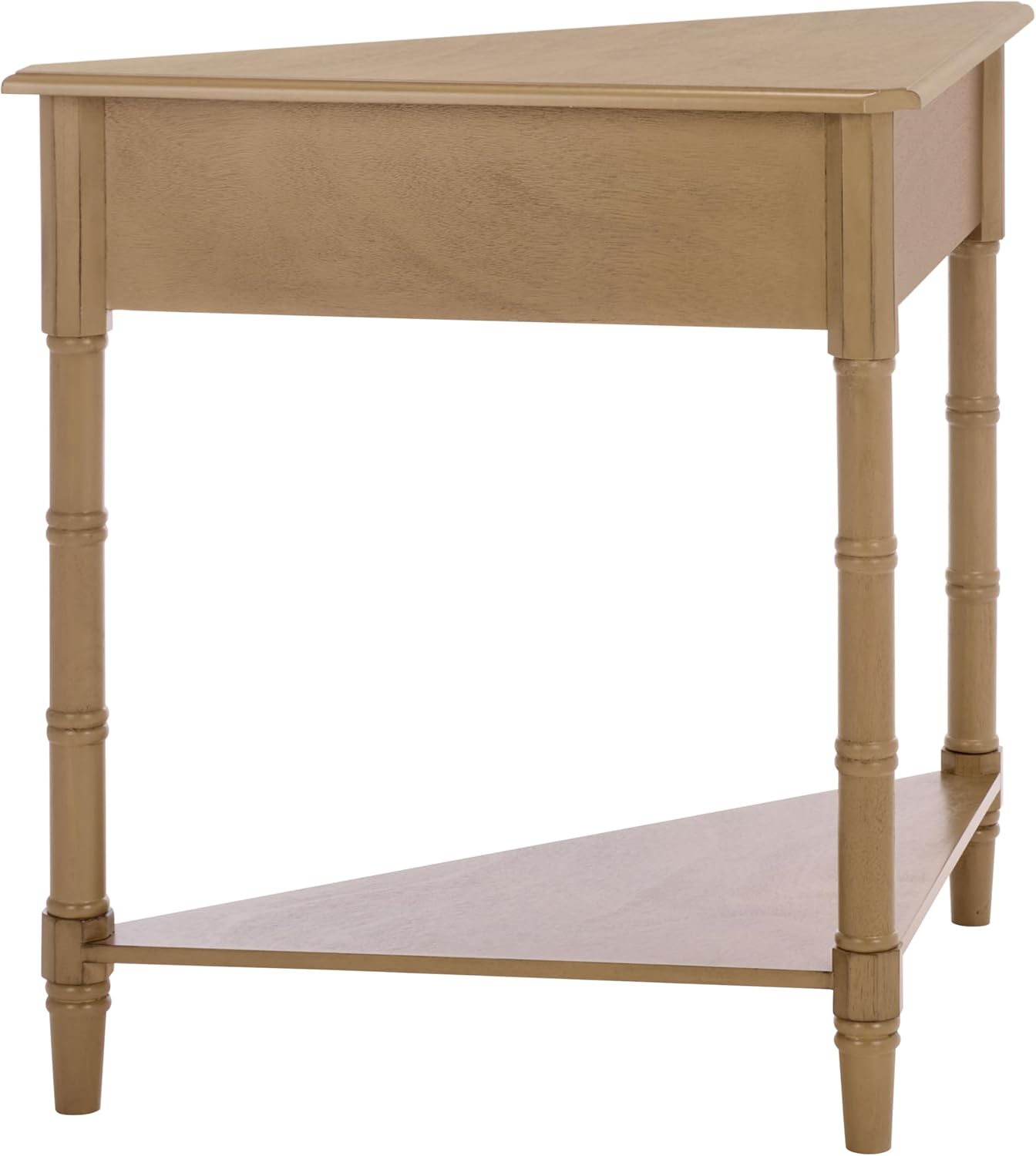 SAFAVIEH Furniture - Gomez 1-Drawer Corner Table - Desert Brown - Solid Wood - Classic Corner Storage Design - Ideal for Entryway, Living Room, Home Office, 33.1" W x 17.3" D x 28" H (AMH5709L)