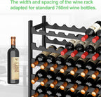 Wine Rack Freestanding Floor, Bamboo 8-Tier 69 Wine Bottle Holder Racks Countertop Cabinet Display, Wooden Stackable Modular Wine Storage Organizer Shelves for Kitchen Bar Cellar Dining Room Black