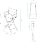 Casual Home American Trails Extra-Wide Premium Directors Chair 30" H Bar Height Black Frame Black Canvas