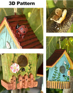 2 Pcs Hanging Bird Houses for Outside Bluebird Houses for Outside Swallows Wren Birdhouse Finch Nesting Box Patio Garden Deco