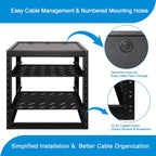 RackPath 12U Open Frame Network Rack with 2X 14in Vented 1U Shelves Rear Support, Wall Mount/Floor Standing Network Cabinet, Heavy Duty 150 lbs Capacity for IT & AV Gear, Audio and Video Device