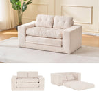 Fefances 55.1”Boneless Sofa Bed, 2-in-1 Convertible Loveseat & Folding Futon Couch, Small Space-Saving Design with Corduroy Fabric, for Living Room, Bedroom, Studio Apartment - Beige