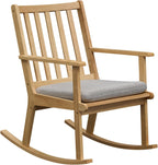 Giantex Rocking Chair with Cushion, Solid Rubber Wood Rocker w/Slatted High Back & Padded Seat, Indoor Rustic Accent Armchair for Living Room, Bedroom, Study, Nursery, Patio, Natural (1)