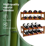 Bamboo Wine Rack, Sturdy and Durable Wine Storage Cabinet Shelf, Wine Racks Countertop for Pantry,Kitchen，2 Layers 8bottles Wine Racks countertop