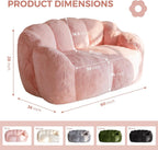 MAXYOYO Bean Bag Chair for Adults, Floral Shaped Bean Bag Sofa | Ultra Soft Faux Fur Floor Sofa, Large Reading Chair for Living Room Bedroom, Pink, Double