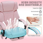 Massage Office Chair with Foot Rest 6 Points Vibration and Heat Home Office Desk Chairs for Heavy People 400lbs Reclining Managerial Chairs Ergonomic Executive Chair (Pink)