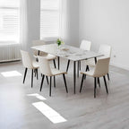 Dining Chairs, Modern PU Leather Dining Room Chair with Sturdy Metal Legs, Upholstered Seat Dinner Chairs Accent Side Chairs for Indoor Kitchen Living Room Restaurant Cafe (Cream, Set of 8)