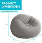 INTEX 68579EP Beanless Bag Inflatable Lounge Chair: Corduroy Textured Flocking – Durable Vinyl – Folds Compactly – 220lb Weight Capacity – 45" x 45" x 28"