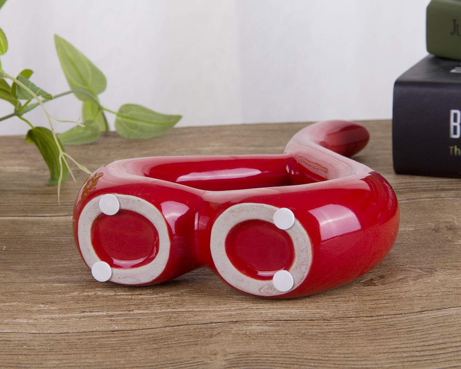 VanEnjoy 10 inches Heart Shaped Ceramic Vase Statues, Decorative Vase Home Decoration Furnishing Pottery (red)