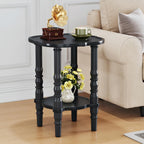 Uniclinens Solid Wood End Side Table - Small Wooden Nightstand for Living Room Bedroom, Black