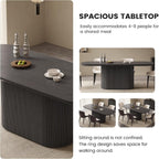 86" Oval Dining Table, Modern Black Kitchen Table, Luxury Rectangular Round Edge Dinner Table, Dining Table for Kitchen, Living Room