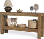 LITTLE TREE 63-Inch Entryway Console Table, Long Farmhouse Narrow Sofa Table for Living Room, Hallway, Entry, Entrance, Foyer, Behind Couch with 2-Tier Shelves, Rustic Brown