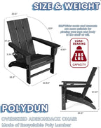 Modern Adirondack Chair with Cup Holder, HDPE Plastic Patio Chairs for All Weather, Fire Pit Chair, Outdoor Lawn Chairs for Deck, Porch, Backyard, Garden, Black