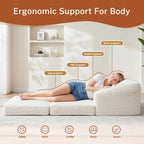 Convertible Boneless Couch Sleeper Sofa Bed, Folding Oversized Bean Bag Couch, Comfy Sofa Chairs for Adults with Filling, Single, Beige
