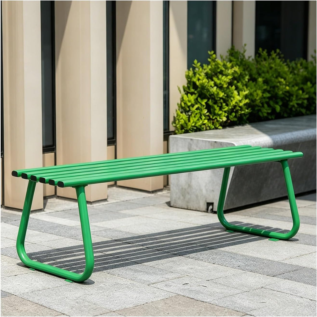 Outdoor Benches, Patio Benches for Outdoors, Features a Cast Iron Frame with Strong Load Bearing Capacity, Making It Suitable for Gardens and Courtyards.(Green,Backless)