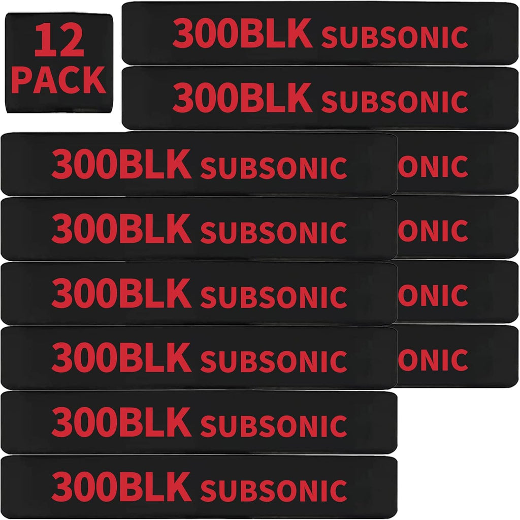 12 Pack Miaozhun 300 BLK Subsonic Magazine Marking Bands .300 Blackout Subsonic Magazine Caliber Identification(Black-Red)