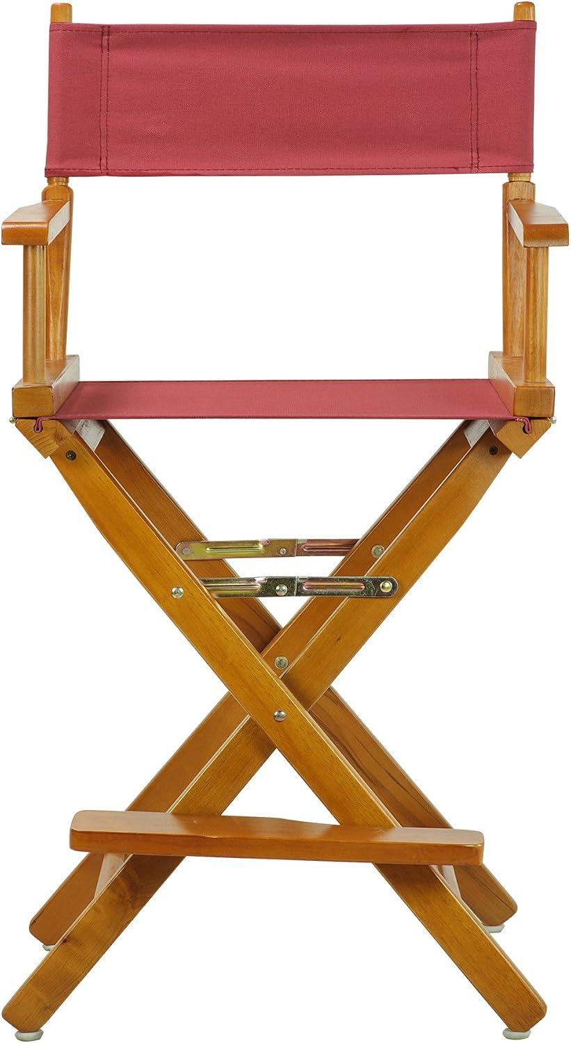 Casual Home Director's Chair ,Honey Oak Frame/Burgundy Canvas,24" - Counter Height