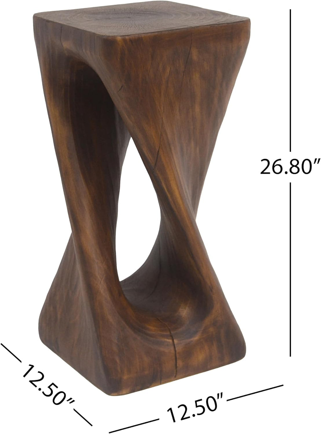Merax Twist Shape MGO Accent Side Table, Unique Modern End Table with Wide Pedestal & Tabletop, Small Drink Tables for Living Room, Bedroom Night Stand Bedside Table, No Assembly Required, Brown