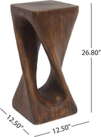 Merax Twist Shape MGO Accent Side Table, Unique Modern End Table with Wide Pedestal & Tabletop, Small Drink Tables for Living Room, Bedroom Night Stand Bedside Table, No Assembly Required, Brown