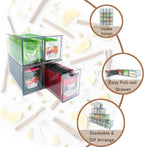 AZEZO 4-Pack Tea Bag Drawers Organizer - 4 Clear Plastic Drawer Tea Bag Holder; Stackable & Portable; Wider Size; Well-Organized Storage for Tea Bags & Kitchen Essentials