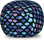 Lunarable Mermaid Scale Storage Toy Bag Chair, Continuous Japanese Circular Pattern Overlap Rounds in Aqua Color Palette, Stuffed Animal Organizer Washable Bag, Small Size, Blue Purple
