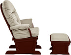 Suite Bebe Madison Nursery Rocking Chair with Ottoman, Wooden Glider for Baby Nursing, Smooth Gliding Rocker, Espresso and Beige